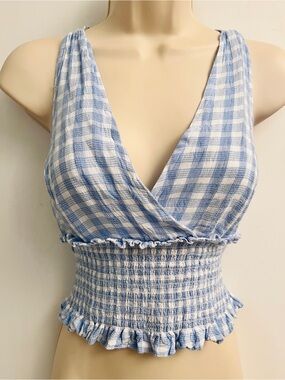 Japna Gingham Checkered Halter Crop Top